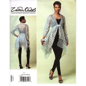 Vogue V1551 Misses XS to M Zandra Rhodes Peplum Cover-up UNCUT Sewing Pattern